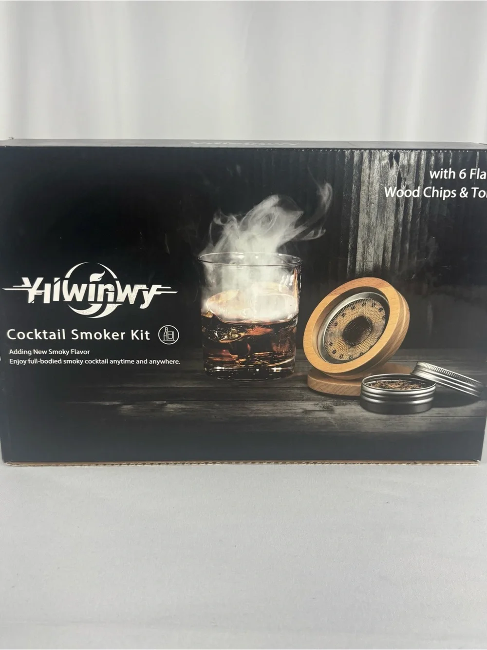 Cocktail Smoker Kit w Torch 6 Wood Chip Flavors Whiskey Bourbon Old Fashioned